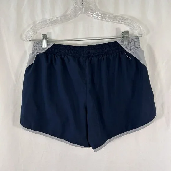 Nike Running Shorts Women's Large Blue Grey Striped Lined Drawstring Pull On - Picture 7 of 9